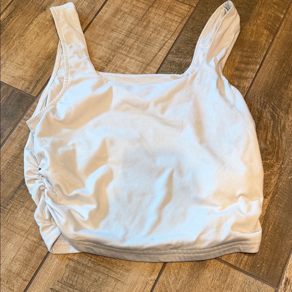 SHEIN Cream Ruched Tank Top